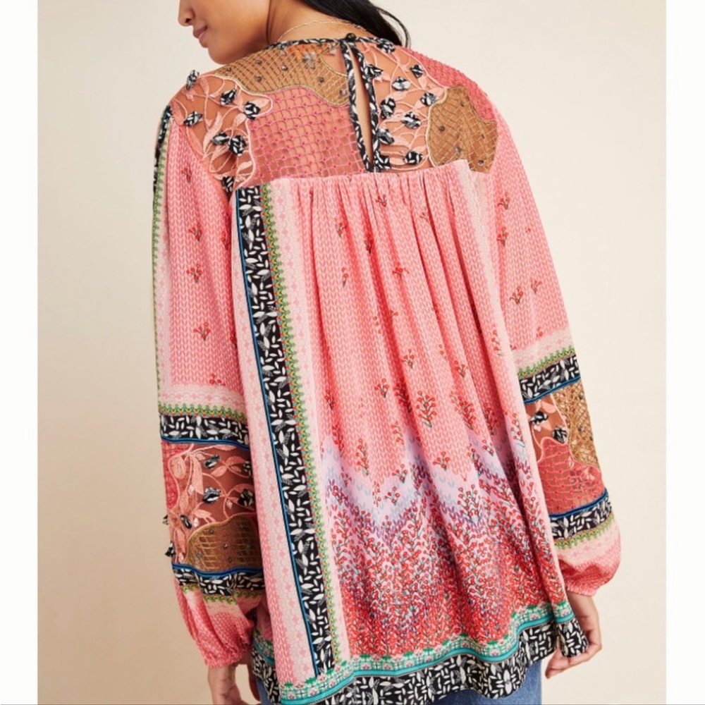 Bhanuni by Jyoti Rosario Embroidery Blouse SM Bohemian High Neck Long Sleeve Top - Picture 12 of 16